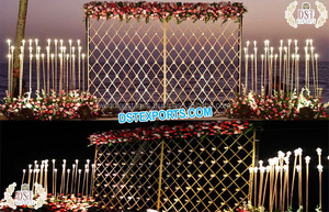 Decoración de escenario temático Walima con paredes de velas, escenario de recepción con paredes de velas, recepción especial, paredes de velas de Escenario nocturno - Product Image 6