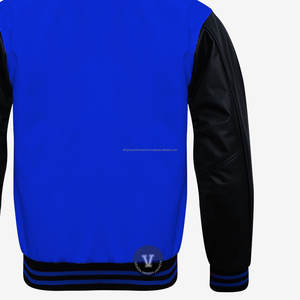 แจ็คเก็ตโรงเรียนหนังวัวสีดำขนสีฟ้ารอยัลยูนิเซ็กซ์พร้อมปกตั้งวิทยาลัยและเบสบอลแจ็คเก็ตเคลือบเพื่อความสบาย - Product Image 3