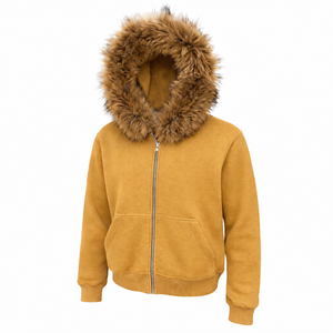 Sudadera con capucha de alta calidad y estilo urbano, con cremallera y pedrería, logotipo personalizado bordado, de piel sintética para hombre - Product Image 6