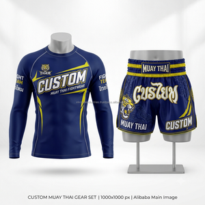 Conjunto de Boxeo de 2 Piezas con Logotipo Personalizado, Rashguard de Compresión de Lujo Transpirable, Pantalones Cortos de Poliéster sin Costuras con Bordado de Alta Calidad - Product Image 3