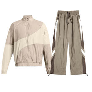 Top Trending Customized Logo Solid Design Men's Polyester <b>Jacket</b> and Tracksuit Set Full Zip-Up Nylon Windbreaker <b>Rain</b> Suit - Product Image 1