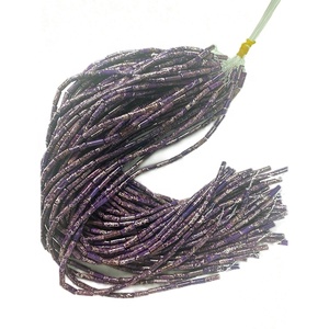 Tube de pierre précieuse naturelle violette, 1 pièce, perles en vrac, pour la fabrication de bijoux - Product Image 2
