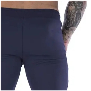 Men's Navy Blue Elastic Waist Sweatpants With Side Pockets Casual Jogger Pants Midweight Knitted Spandex Cotton Blend Autumn Wea - Product Image 5