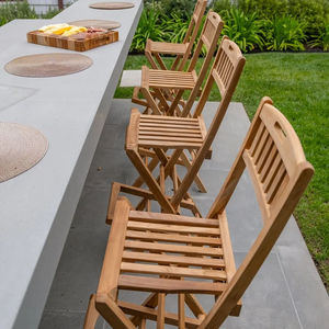 Silla de Bar Plegable de Madera de Teca con Respaldo de Listones y Reposapiés, Muebles Modernos para Comedor de Hotel - Product Image 5
