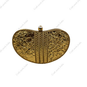 Indian Handmade Mother Of Pearl Shell <b>Clutch</b> With Organic Curved Shape <b>Gold</b> Frame Evening Bridal Party Statement <b>Clutch</b> <b>bag</b> - Product Image 4