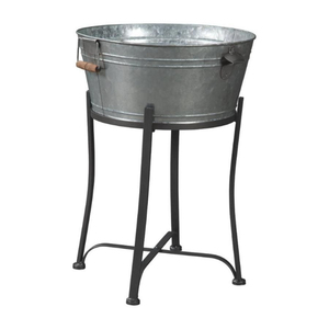 Bac à boissons en métal galvanisé de qualité supérieure avec poignées en bois et ouvre-bouteille intégré, résistant à la rouille, étanche, grand seau à glace - Product Image 2