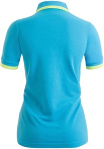 เสื้อโปโลผู้หญิงสีน้ำเงินแขนสั้นสีทึบระบายอากาศได้ดีเสื้อผ้าลำลองแบบถัก - Product Image 2
