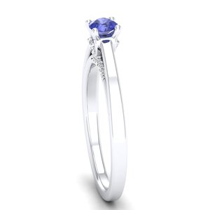 Bague de fiançailles REYES en argent sterling 925 avec moissanite certifiée GRA, taille brillant rond, 0,25 carat, pierres précieuses tanzanite - Product Image 3
