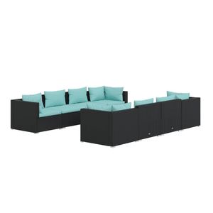 Set da salotto in 9 pezzi in Poly Rattan nero con cuscini modello D0100HXYA58 per il tempo libero in giardino - Product Image 2