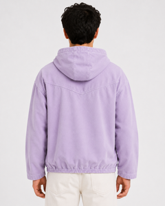 Sudadera con capucha de invierno para hombre, de primera calidad, color lavanda, con bolsillo canguro, estilo casual, extragrande, tipo anorak de felpa. - Product Image 3