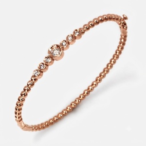 Dotted Ball <b>Bangle</b> 0.6ctw 7 Stone Bezel Set Diamond Station Beaded Bracelet in <b>Solid</b> 14K 18K <b>Gold</b> Lab Diamond Stackable Jewelry - Product Image 1