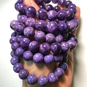 Perles rondes en charoïte violette naturelle, en vrac, pour la création de bijoux, bracelets, colliers et artisanat DIY - Product Image 4