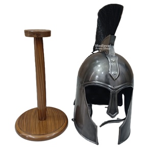 Medieval Troy Helmet with Black Plume Antique Finish Mild Steel Knight Historical Reenactment Armor Home and Office Decor - Product Image 6