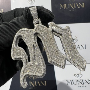 Pendentif et breloques personnalisés en moissanite VVS sertie de diamants, en argent 925, avec lettres personnalisées, pour homme et femme - Product Image 2