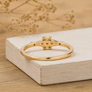 Classic Round Brilliant Cut Diamond <b>Floral</b> Cluster Ring Lab Grown 10k 14k 18k Solid Gold Wedding Surprise Gift For Lover - Product Image 5