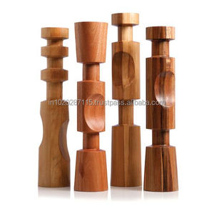 Porte-bougie en bois fait main pour la décoration de la maison, centre de table, décoration de mariage, finition naturelle rustique, pièce de design - Product Image 4