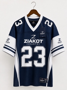 ขายส่งโดยตรงจาก ZIAKOT INDUSTRY เสื้อฟุตบอลตาข่ายสีขาวกรมท่าแบบกำหนดเองของแท้ - Product Image 1