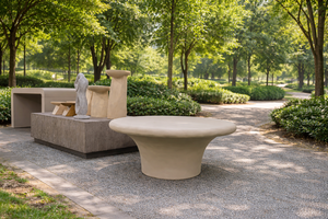 Modern <b>Round</b> Fiber <b>Concrete</b> <b>Coffee</b> <b>Table</b> Lightweight Durable Eco-Friendly Living Room Furniture for Hotel Use - Product Image 2