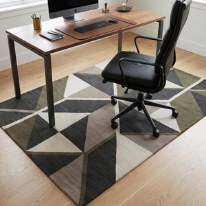 Alfombra Moderna de Diseño Geométrico con Patrón de Bloques Triangulares Abstractos, Alfombra Decorativa para Sala de Estar, Dormitorio, Oficina, Decoración del Hogar - Product Image 2