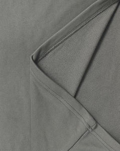 Women's Gray Short Cropped Hoodie Long Sleeve Drop-Shoulder Solid Fleece Breathable Knitted Casual Winter Style Pockets Front - Product Image 4