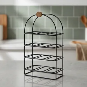 Modern Four Tier Metal Spice Rack Countertop Organizer Freestanding Storage <b>Stand</b> Kitchen Seasoning Bottle Holder Display <b>Shelf</b> - Product Image 5