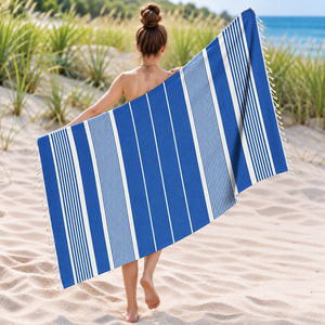 Toalla Hammam 100% Algodón de Alta Calidad, Toalla Fouta Personalizada con Diseño a Rayas para Mujer, Exportador en India - Product Image 1