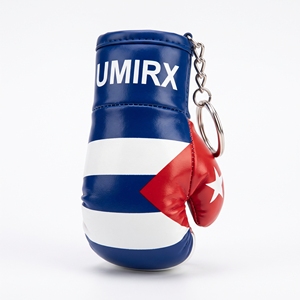 Kuba-Flagge Mini-Boxhandschuh Schlüsselanhänger Kubanischer Stolz Boxhandschuhe Schlüsselring Souvenir Geschenk Taschenanhänger Auto-Accessoire Individuelles Logo PU - Product Image 1