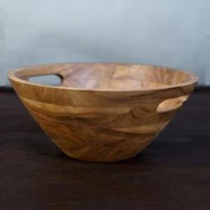 Bol de service en bois contemporain et élégant pour salade, fruits et décoration de table moderne, design traditionnel et attrait décoratif - Product Image 2