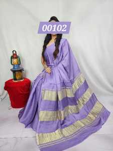 Sari en pure soie modale teinte unie avec trois Lagdi Patta Pallu, collection traditionnelle pour festivals, mariages et fêtes - Product Image 6