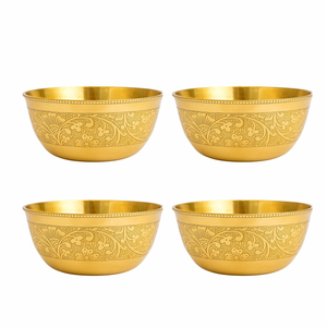 Bol de service traditionnel en laiton poli, petit et luxueux, fait main, durable, pour fruits secs, collations, condiments, desserts, Puja, maison - Product Image 1
