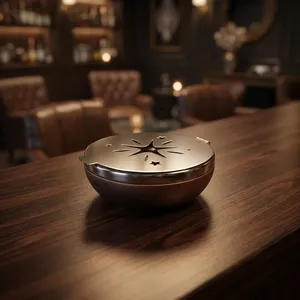 Brûleur d'encens élégant en bois et métal avec découpe étoilée et couvercle plat, créant une diffusion d'aromathérapie magnifique pour les espaces de vie - Product Image 6