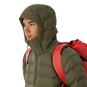 Men's Olive Green Puffer Jacket Stand Collar Zipper Closure Windproof <b>Thick</b> Polyester <b>Winter</b> Casual <b>Coat</b> - Product Image 6