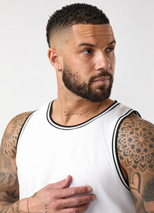 <b>Men's</b> <b>White</b> Solid Color Knitted O-Neck <b>Tank</b> <b>Top</b> Breathable Sporty Casual Wear - Product Image 5