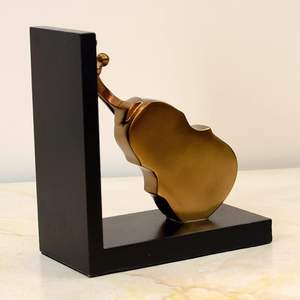 Porte-livres pour étagères en cuivre pur, porte-livres décoratifs en métal en forme de violon - Product Image 4