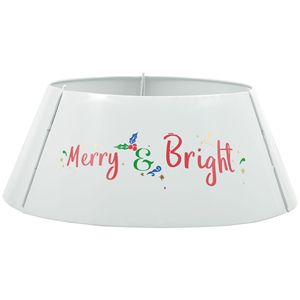 Collare per Albero di Natale Fatto a Mano 26x26x9 Pollici in Acciaio Argento Lucido, Anello Decorativo per Albero per Decorazioni Natalizie Domestiche - Product Image 1