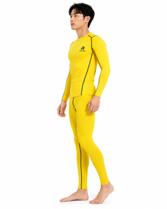 Combinaison de moto premium jaune à manches longues, ensemble de sous-vêtements de compression à séchage rapide pour la course moto toutes saisons - Product Image 2