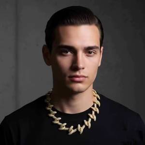 Collar de Cadena de Eslabones de Moissanita Chapado en Oro para Hombre, Joyería con Colgante Grueso Estilo Hiphop Rock para Fiesta - Product Image 1