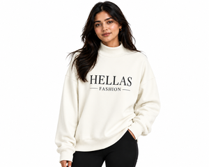Sudadera de cuello alto para mujer, personalizada con letras griegas bordadas en chenilla, directamente de fábrica. - Product Image 1
