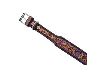 Handmade Western Leather <b>Dog</b> <b>Collar</b> Floral Pattern Buckle Closure Durable All Season Use | Classic Style - Product Image 3