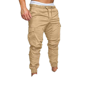 Pantalon décontracté pour homme, taille haute, couleur unie, 100% coton, coupe-vent, taille élastique, avec poches latérales, best-seller de l'hiver - Product Image 3