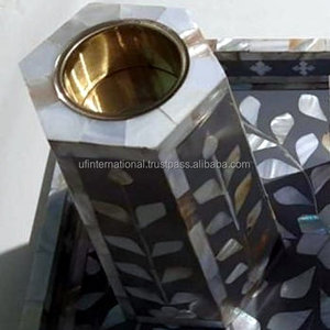 Portavelas Floral con Incrustaciones de Nácar para Decoración del Hogar, Estilo Vela de Té, de la India - Product Image 5