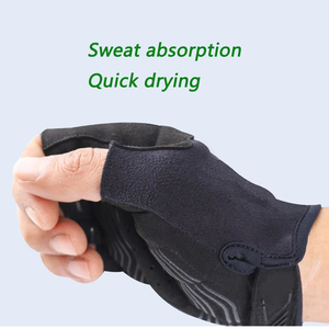 Manufacturer Custom <b>Half</b> Finger Cycling Gloves Non <b>Slip</b> Leather Gel Foam Padded Motorcycle Racing Gloves Gym Gloves for Men - Product Image 4
