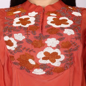 Stylish Women Trend Store 2pc Dhoti Kurta <b>set</b> with Beads work orange <b>colour</b> For Elegant Fashion Lovers - Product Image 5