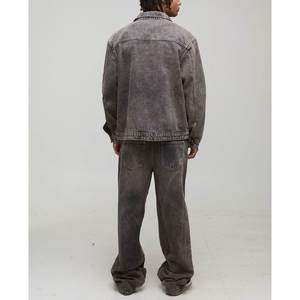 แจ็คเก็ตยีนส์คลาสสิกสำหรับผู้ชาย ทรงสลิมฟิต ล้างแบบวินเทจ ติดกระดุม แจ็คเก็ตยีนส์ลำลอง ขายส่ง OEM ODM - Product Image 4