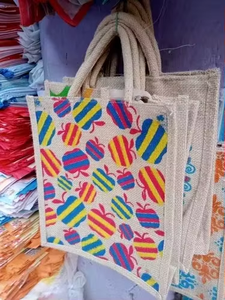Eco Friendly Jute <b>Storage</b> <b>Bag</b> Colorful Tree Print Durable Reusable Multipurpose Organizer Tote <b>Large</b> Capacity Home Use India - Product Image 4