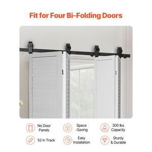 Kit Binario per Porta Scorrevole a Soffietto (Barn Door) da 52 Pollici, Montaggio Superiore, Resistente, Facile Installazione, Scorrimento Fluido e Silenzioso - Product Image 2