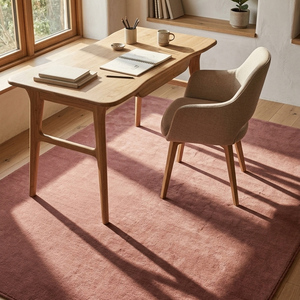 Alfombra Moderna Minimalista de Lana Tufted a Mano con Diseño Geométrico en Rosa Empolvado, Antideslizante, para Sala de Estar o Dormitorio - Product Image 4