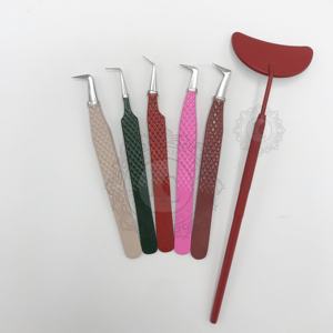 Pince à épiler en acier inoxydable personnalisable de haute qualité revêtement en poudre miroir rouge pointe pointue disponible étiquette personnalisée - Product Image 5