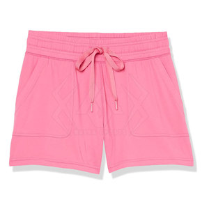Women's Pink Casual Cotton Shorts <b>Elastic</b> <b>Waist</b> Quick Dry Solid Color Athletic Training Shorts - Product Image 1