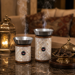 Handmade Modern Organic Acacia Wood Incense Burner Brass Inlay Arabic Style Eco-Friendly Durable Religious Decorative Coriander - Product Image 2